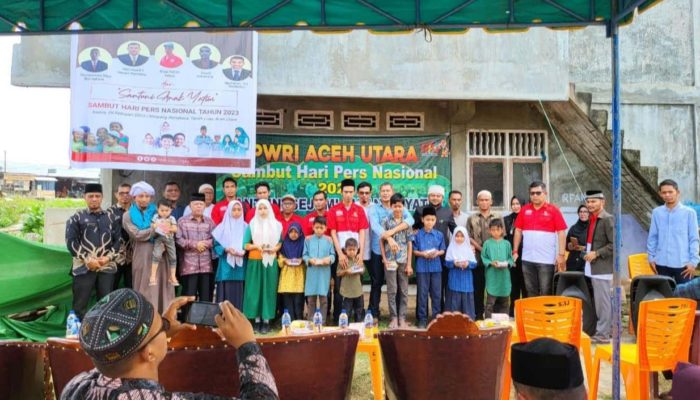 Santunan Anak Yatim Warnai Peringatan HPN 2023 dan Peresmian Kantor PWRI Aceh Utara