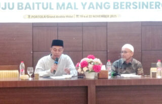 Fahmi M. Nasir menutup Bimtek Kelembagaan Baitul Mal Aceh di Hotel Portola Grand Arabia Banda Aceh